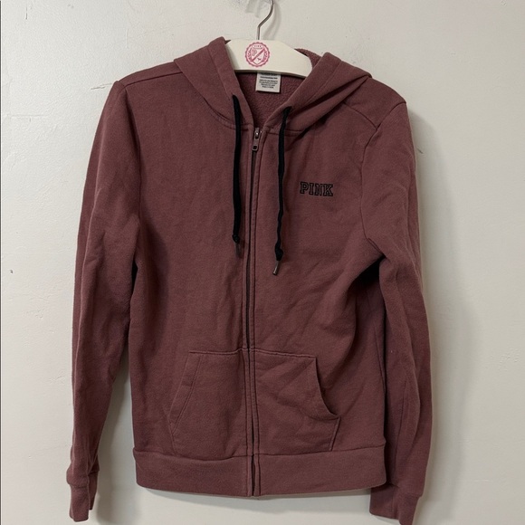 PINK Victoria's Secret Tops - PINK Victoria's Secret Maroon Zip-Up Hoodie